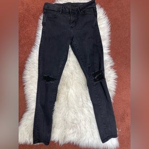 American Eagle Black Jeggings with Destruction